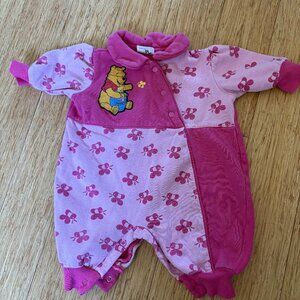 Vintage 90s Winnie the Pooh Jumper Pink Flower Disney 3/6 Months